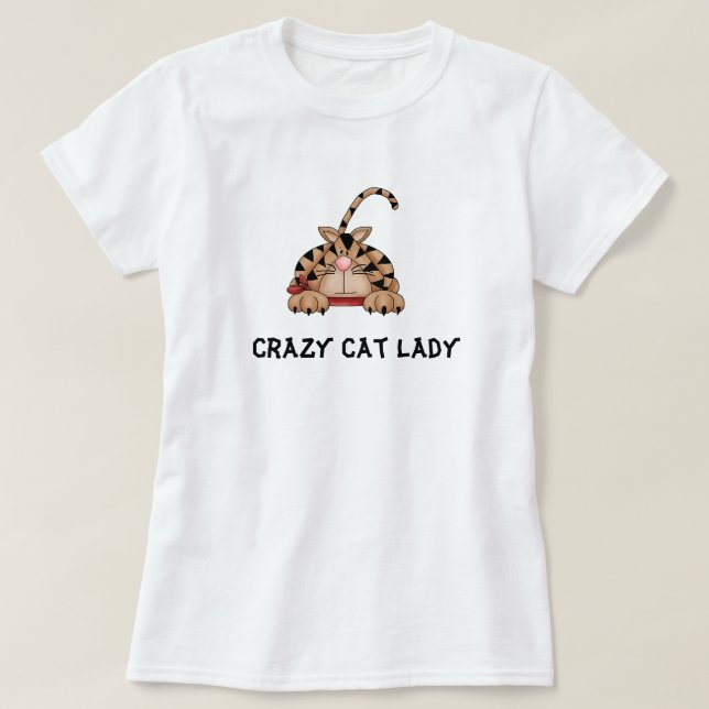 T-shirt Tee - shirt fou de Madame de chat (Design devant)