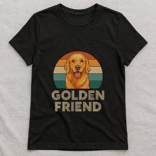 T-shirt Tee-shirt Golden Retriever ; Ami Golden Retro Suns