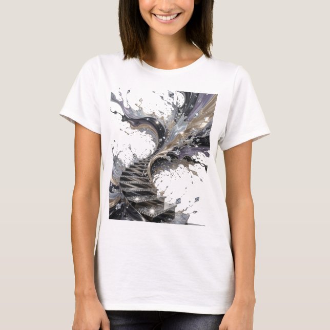 T-shirt Tee-shirt graphique ART ABSTRAIT Argent Dynamique (Devant)