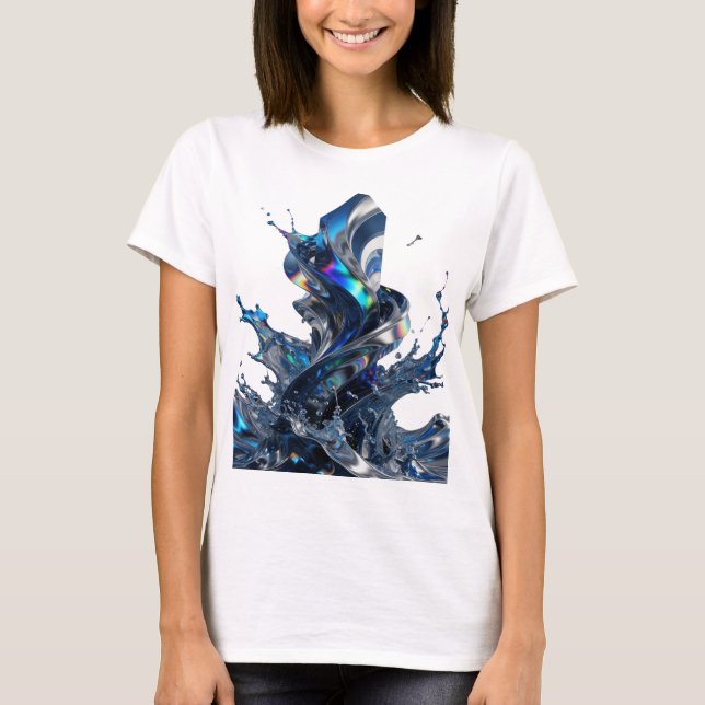 T-shirt Tee-shirt graphique ART ABSTRAIT argenté chic (Devant)