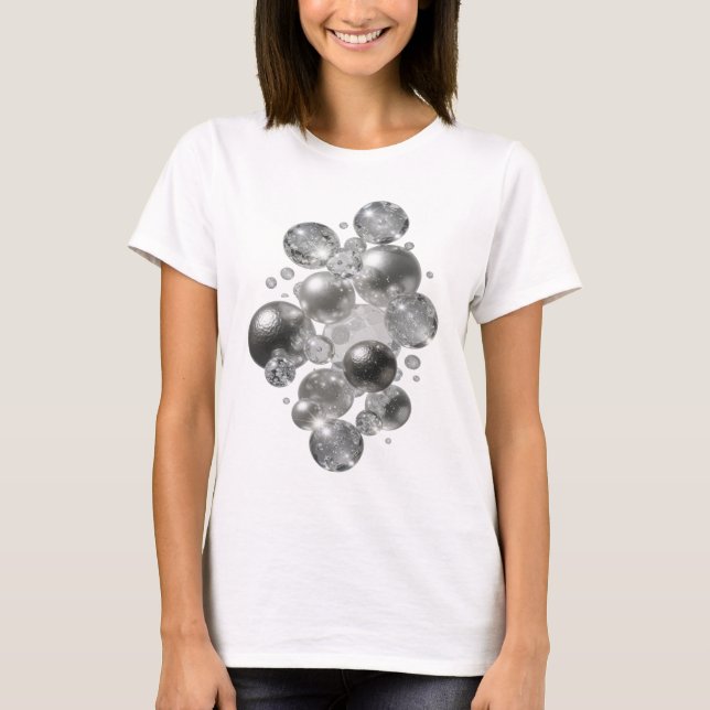 T-shirt Tee-shirt graphique d'art abstrait argenté moderne (Devant)