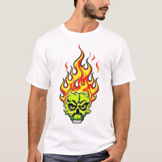 T-shirt Tee shirt graphique néon crâne vert flamme