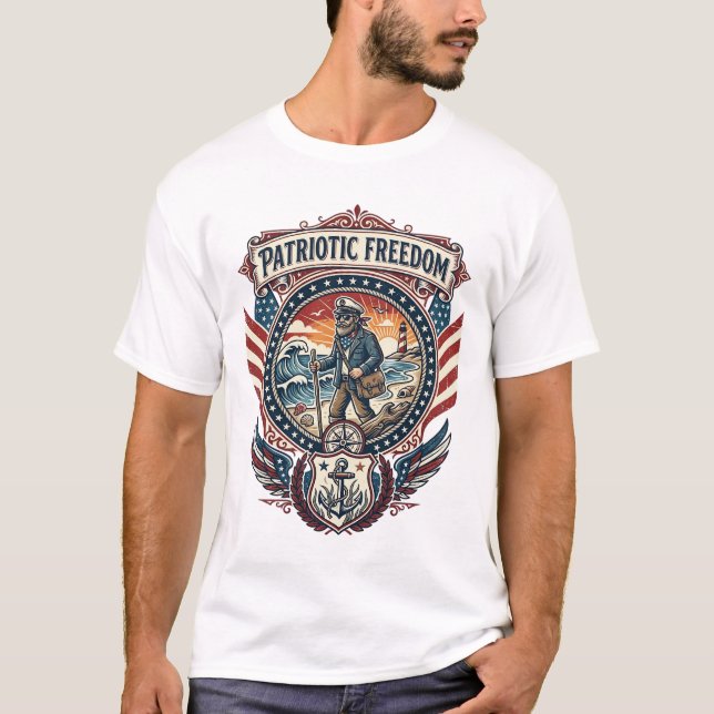 T-shirt Tee-shirt graphique vectoriel Patriotic Beachcombe (Devant)