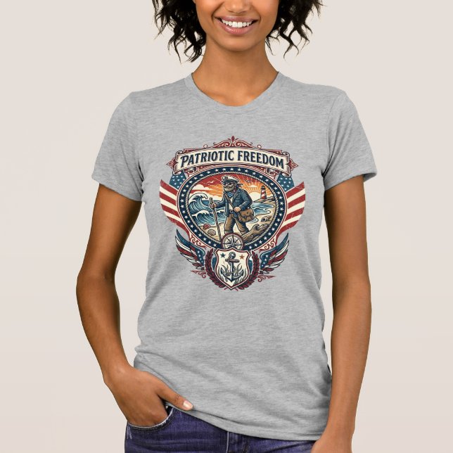 T-shirt Tee-shirt graphique vectoriel Patriotic Beachcombe (Devant)