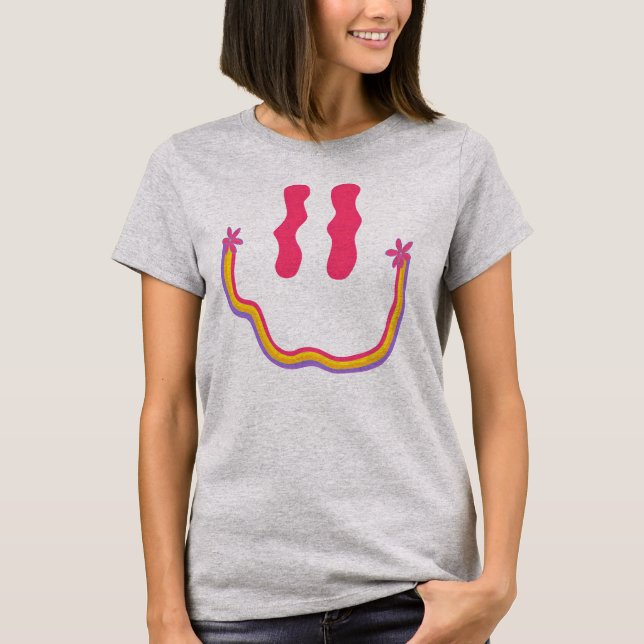 T-shirt Tee-shirt Groovy Smile 🌈✨ (Devant)