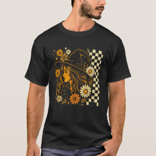 T-shirt Tee-shirt Halloween Chat Noir Sorcière à Carreaux