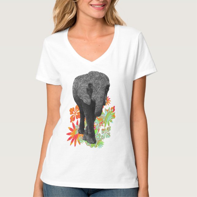 T-shirt Tee - shirt hippie mignon d'éléphant (Devant)