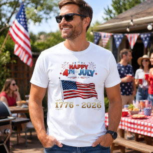 T-shirt Tee-shirt Joyeux 4 juillet 1776–2026 Feux d'artifi