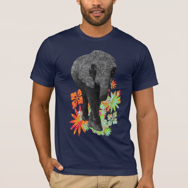 T-shirt Tee - shirt mignon d'éléphant de hippie (Devant)