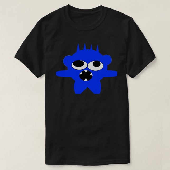 T-shirt Tee-shirt Mini Monstre Bleu avec Graphisme Skullns (Design devant)