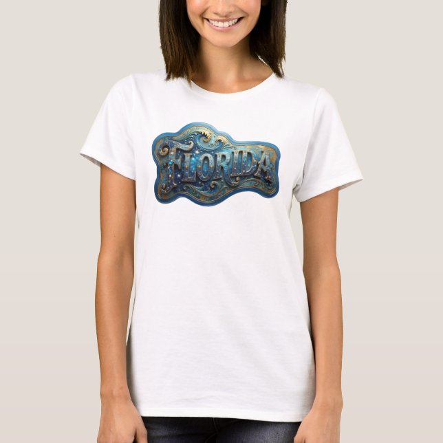 T-shirt Tee-shirt Modern Gold FLORIDA (Devant)