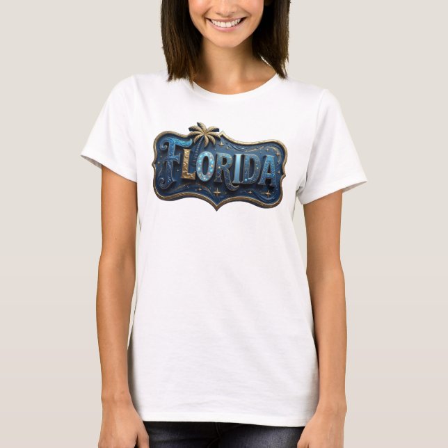 T-shirt Tee-shirt Modern Gold FLORIDA Statement (Devant)