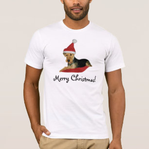 T-shirt Tee-shirt Noël « Airedale terrier "