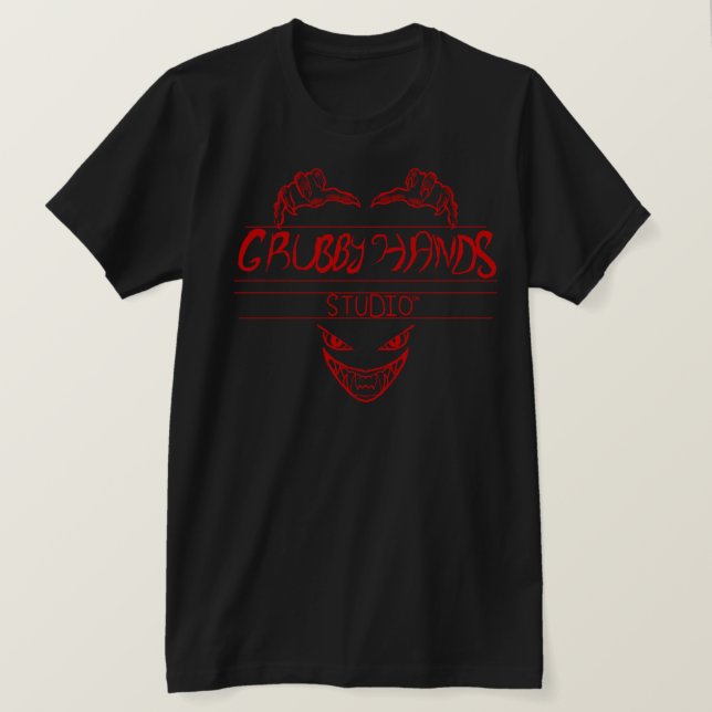 T-shirt Tee-shirt noir avec logo rouge Grubby Hands Studio (Design devant)