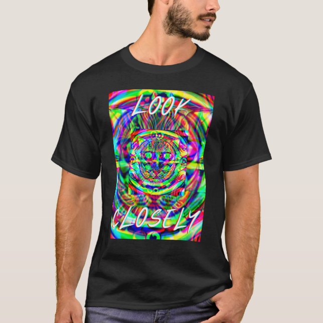 T-shirt Tee-shirt oversize chat psychédélique (Devant)