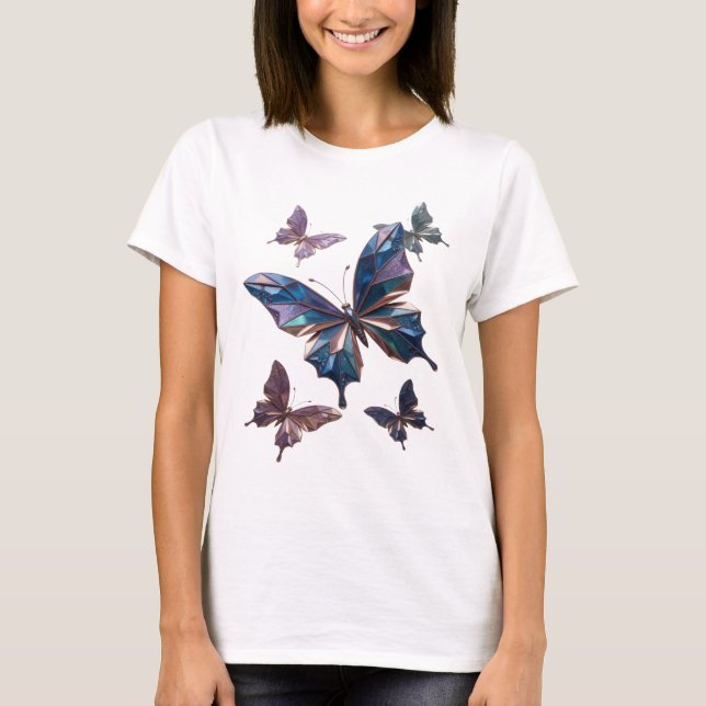 T-shirt Tee-shirt papillons argenté classique (Devant)