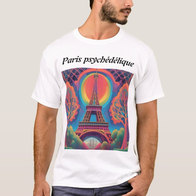 T-shirt Tee-shirt Paris psychédélique (Devant)