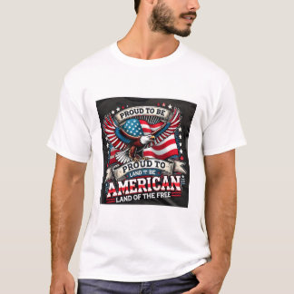 T-shirt Tee-shirt Patriotic American Eagle and Flag -
