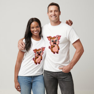 T-shirt Tee-shirt pour couple de cochons en colère – Attit