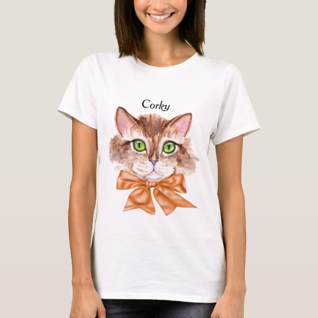 T-shirt Tee - shirt pour femme au visage de chat (Devant)