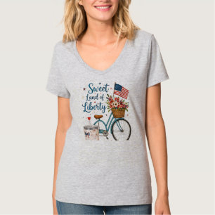 T-shirt Tee-shirt pour femmes Fête nationale américaine Fl