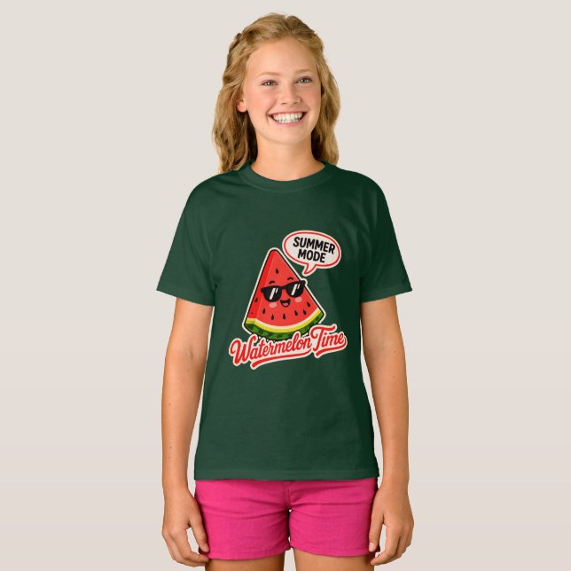T-shirt Tee-shirt pour filles Pastèque Mode Été (Devant entier)