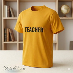 T-shirt TEE-shirt pour hommes avec texte TEACHER en or