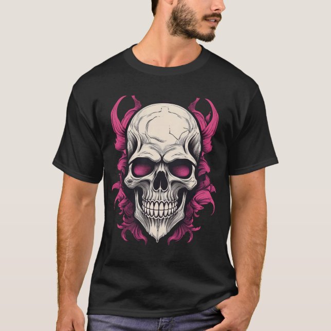 T-shirt Tee-shirt Psychedelic Skull numérique vibrant (Devant)
