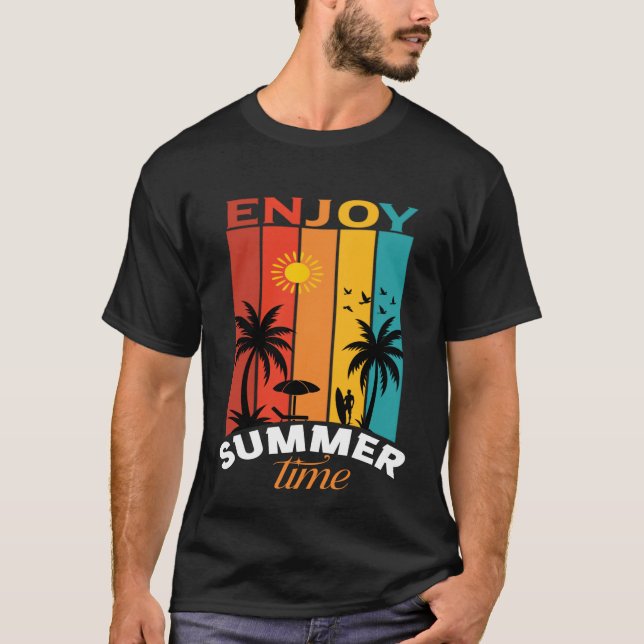 T-shirt Tee-shirt rétro de plage Profitez de l'été (Devant)
