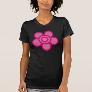 T-shirt Tee - shirt rose génial de noir de fleur de bande