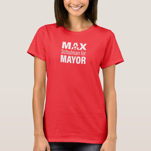 T-shirt Tee - shirt rouge MaxForMayor (Devant)