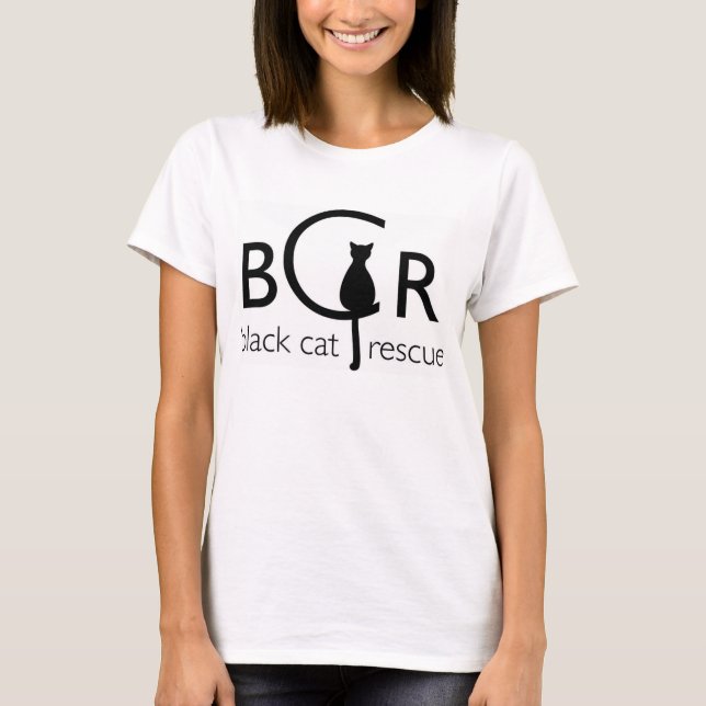 T-shirt Tee - shirt Secourt de chat noir (Devant)