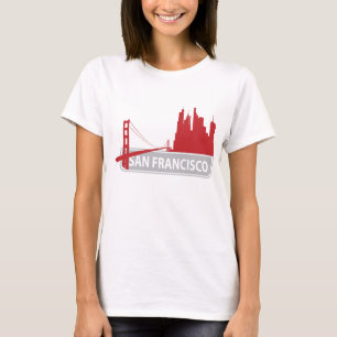 T-shirt Tee - shirt Skyline de San Francisco Golden Gate B