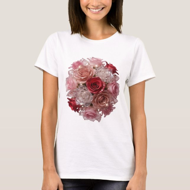 T-shirt Tee-shirt slogan ROSE BLOOM argent dynamique (Devant)