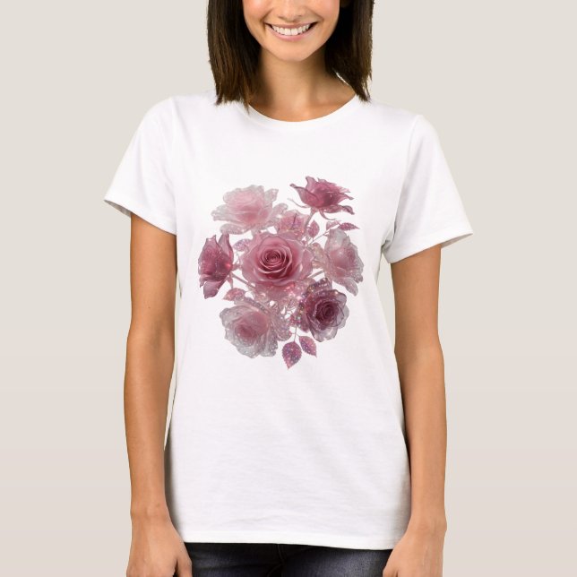T-shirt Tee-shirt Snappy Silver GLAMOROUS ROSES (Devant)