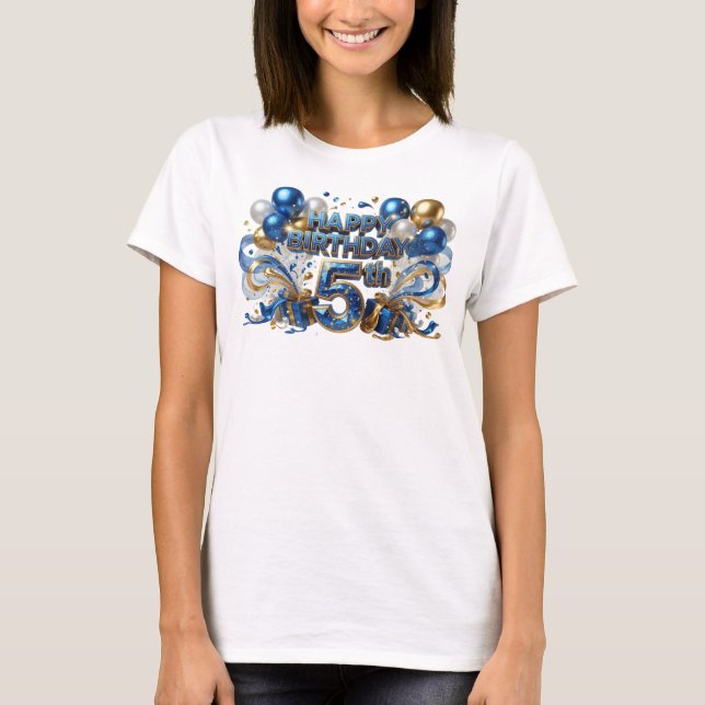 T-shirt Tee-shirt Statement Bleu ANNIVERSAIRE 5 ANS Statem (Devant)