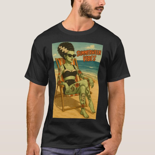 T-shirt Tee-shirt style gothique de plage rétro Summerween (Devant)