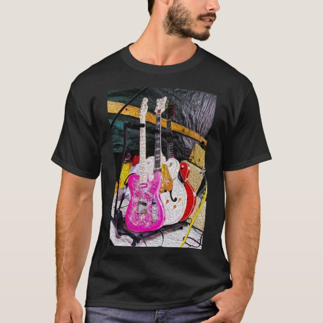 T-shirt Tee - shirt vintage de guitares (Devant)