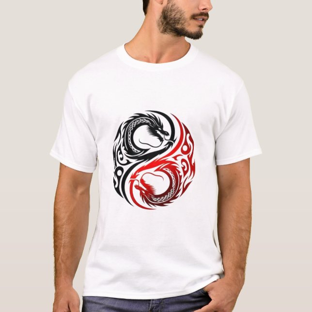 T-shirt Tee-shirt Yin Yang Dragon (Devant)