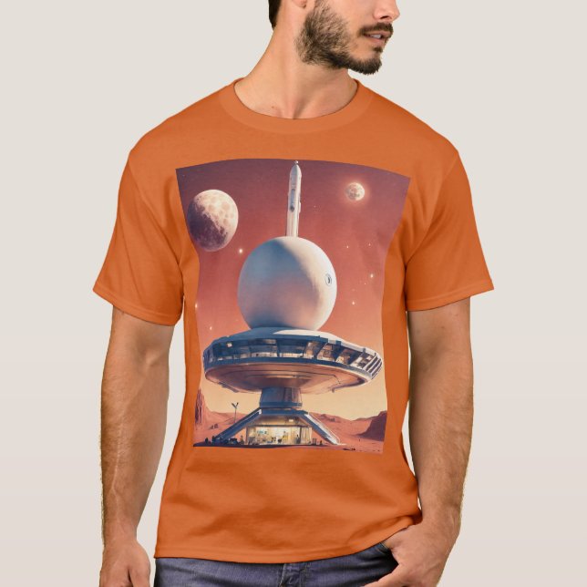 T-shirt Tee - shirts de la base de lune rétro-futuriste -  (Devant)