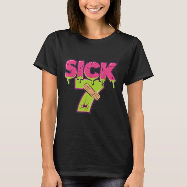 T-shirt Tee Sick Seven Mème Six Sept Drôle de Jeu de Mots  (Devant)