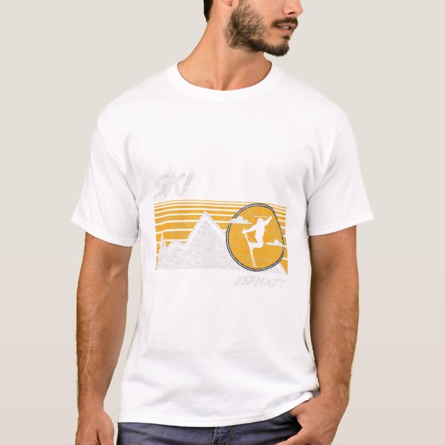 T-shirt Tee Ski Zermatt Suisse Ski rétro  (Devant)