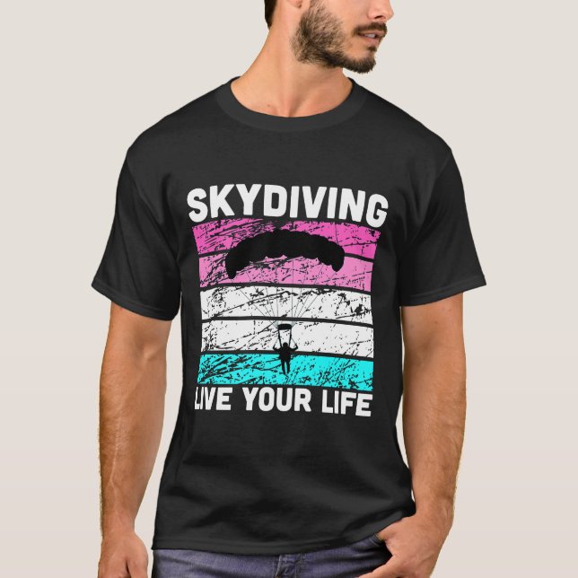 T-shirt Tee Skydive en Couleurs Rétro Pour Instructeur de  (Devant)