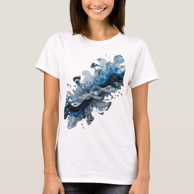 T-shirt Tee vibrant argent WATER FLOW Statement (Devant)