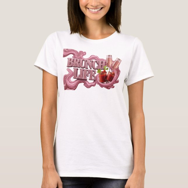T-shirt Tee vibrant rouge slogan VIE DE BRUNCH (Devant)
