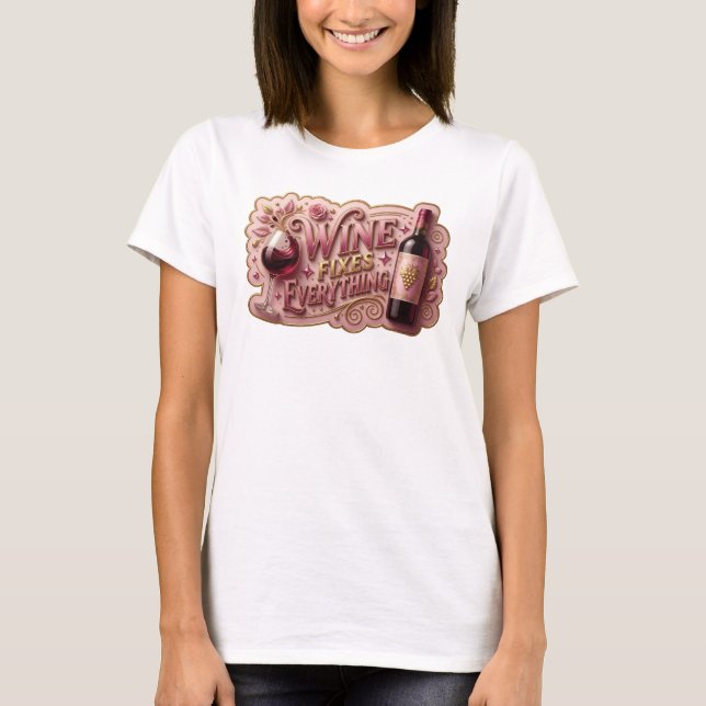 T-shirt Tee "VIN ROUGE CRISP RÈGLE TOUT" (Devant)