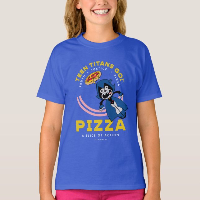 T-shirt Teen Titans Go ! Corbeau "Pizza de la Justice Véri (Devant)
