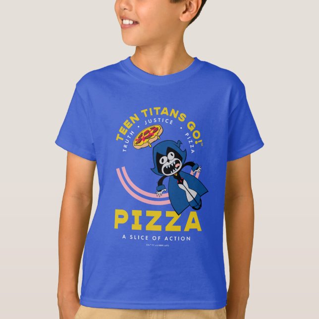T-shirt Teen Titans Go ! Corbeau "Pizza de la Justice Véri (Devant)