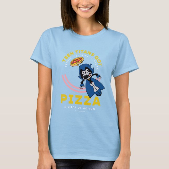 T-shirt Teen Titans Go ! Corbeau "Pizza de la Justice Véri (Devant)