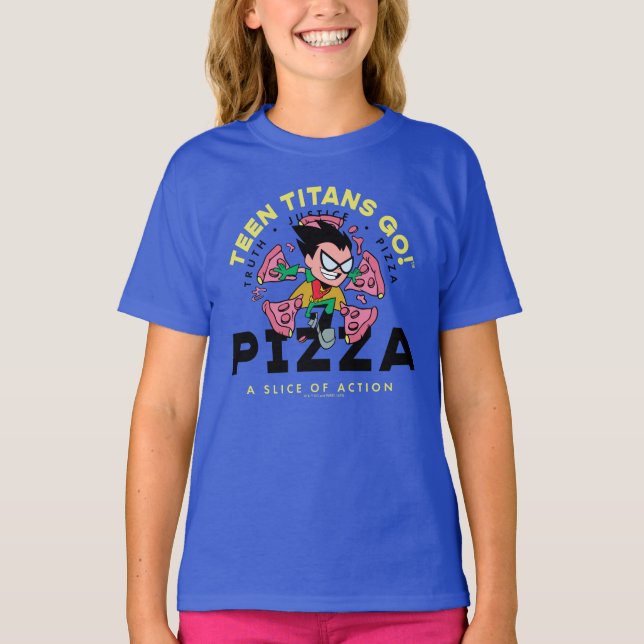 T-shirt Teen Titans Go ! Robin "Truth Justice Pizza" (Devant)